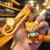 New Cute Anime Red Panda Keychain Bag Charm Car Key Chain Llavero Women Men Doll Keyring Couple Matching Ailurus Fulgens