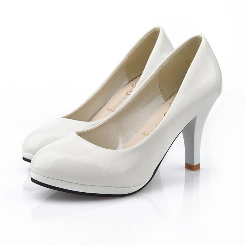 Fashion Women's Leather Round Head Elegant Business Attire Low Heels Shoes OL Arashi Size 34-42