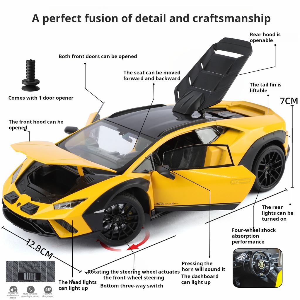 2026 Nové 1:18 Lamborghini Huracán Sterrato Super Auto Nádherný zliatinový model auta Darček k narodeninám Dekorácia na stôl a zberateľská simulačná hračka