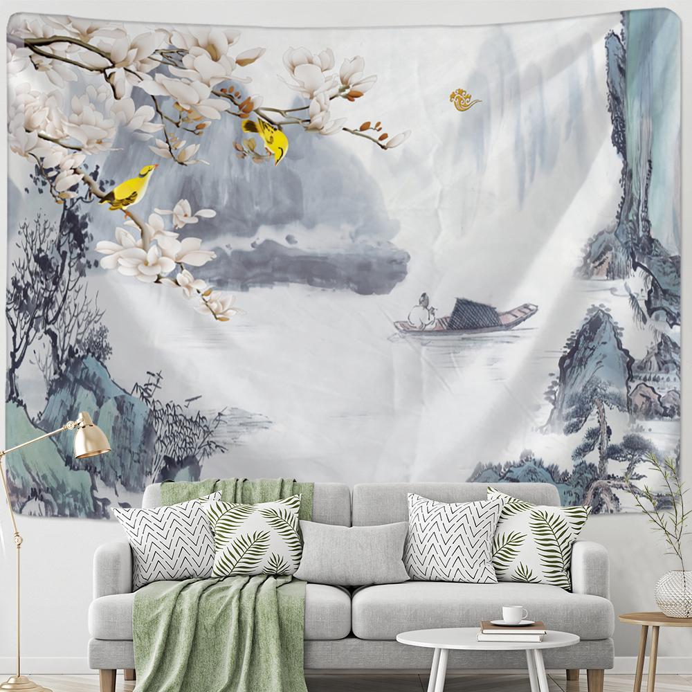 

Китайский лотос гобелен настенный психоделический хиппи бохо стиль художественная живопись спальня гостиная домашний декор 95x70cm