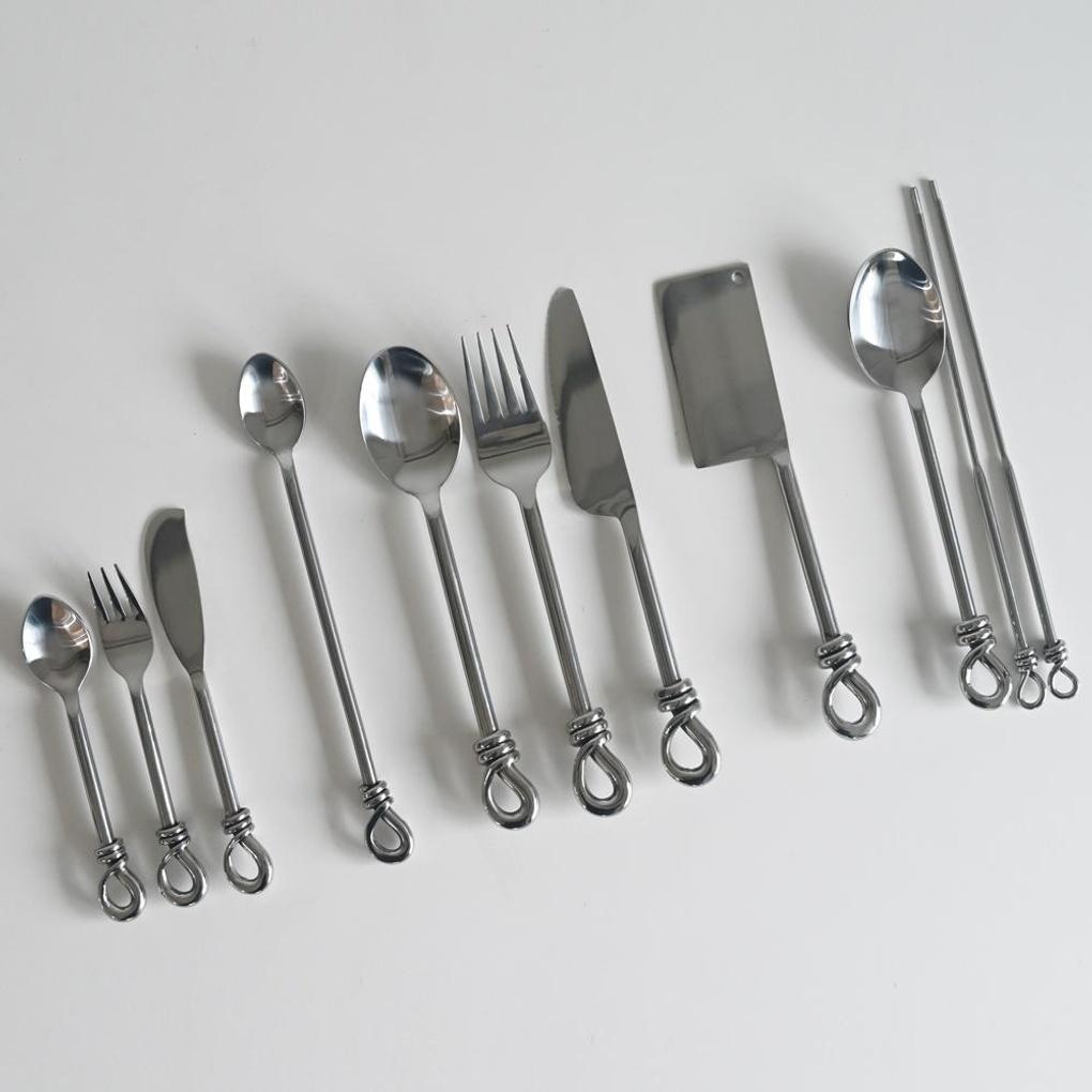 Stainless Steel Knothead Knot Cutlery Dessert Spoon Dinner Fork Spoon Set