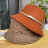 Belt Decoration Retro Elegant Basin Hat Men'S And Women'S Simple Fisherman'S Hat Woolen Fashion Hat