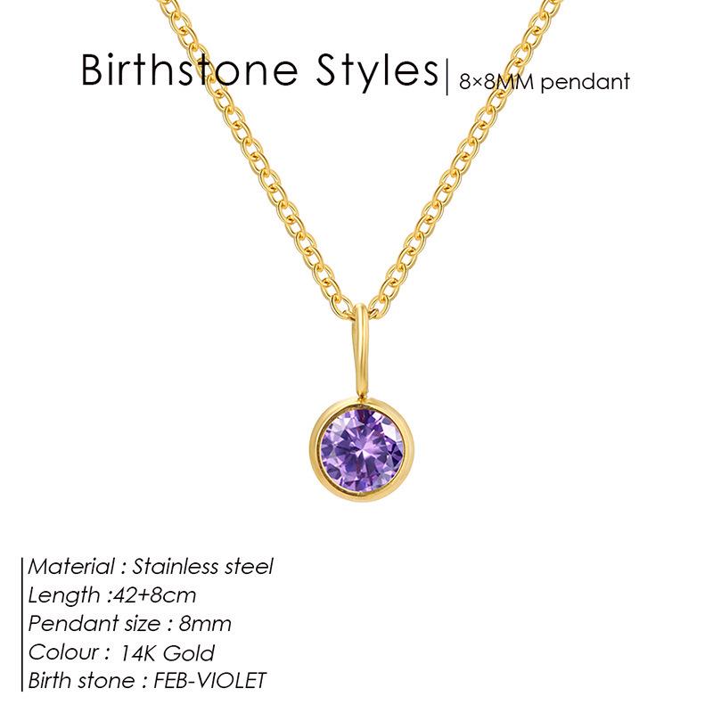 European & American Luxury Colorful Rhinestone Pendant Necklace - December Birthstone Stainless Steel Jewelry