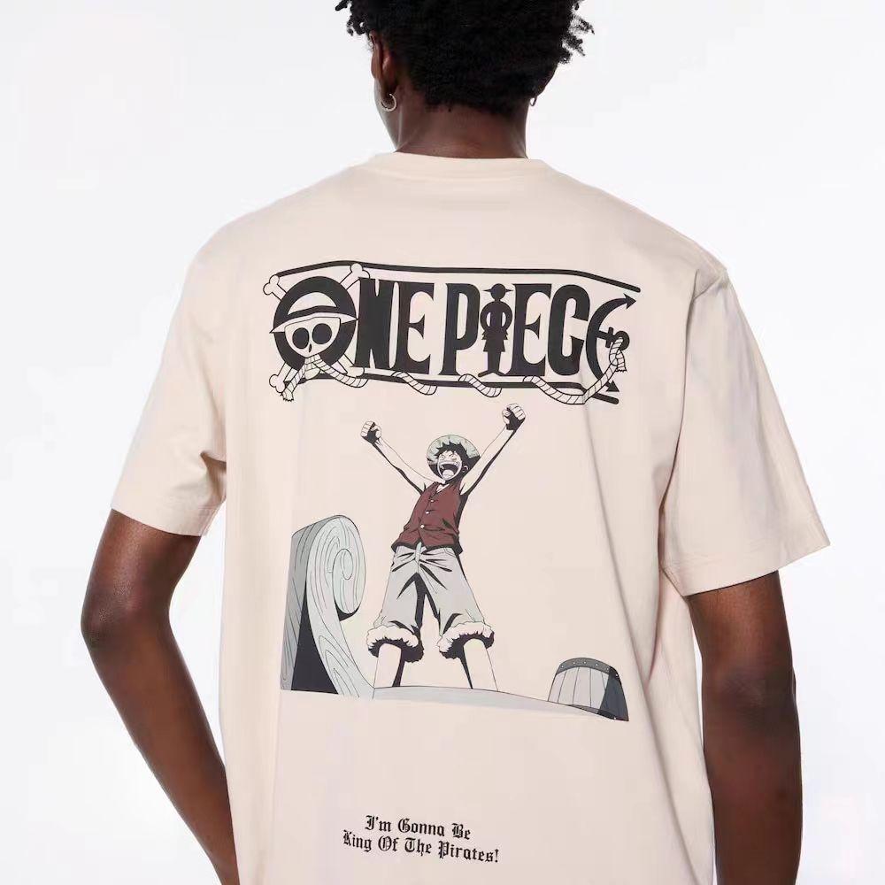 Miniso Summer Cotton One Piece  Anime Personality Print Heavyweight Ut Co Branded Handsome Cartoon Mens and Womens TShirt