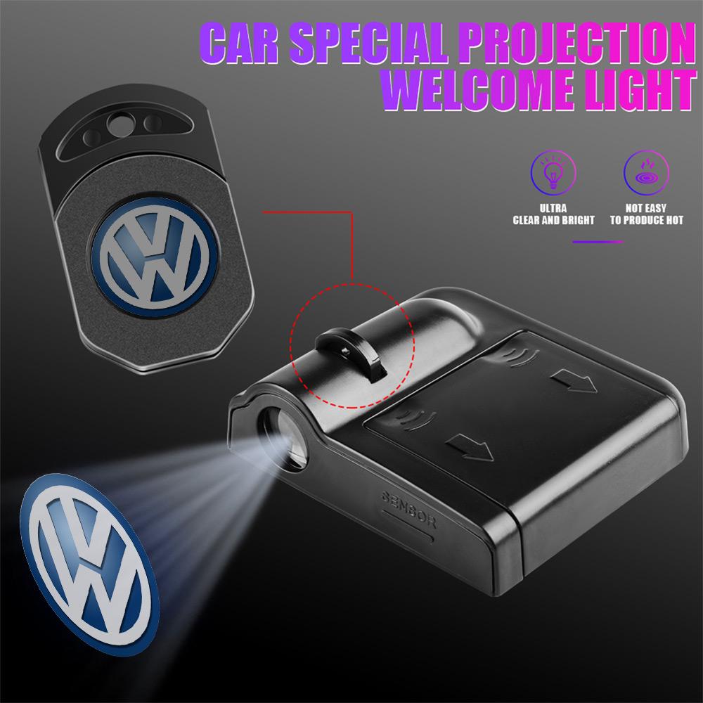 2pcs HD Door Welcome Light LED Door Light Projector For Volkswagen Rline Bora Golf 4 5 Passat Polo Mk5 Tiguan Jetta Scirocco B6
