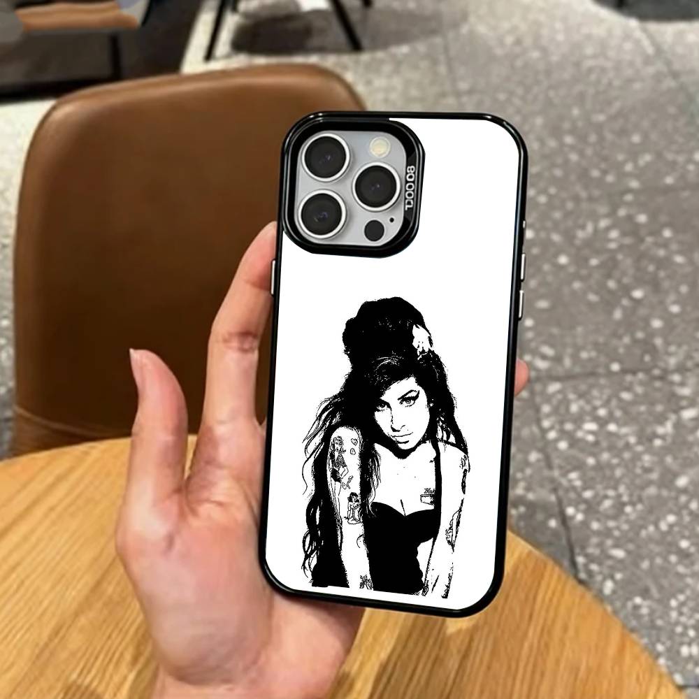 Amy W-Winehouse Handyhülle Für iPhone17,16,15,14,13,12,11 Plus,Pro Max Farbe Silber Beschichtet Innere Abdeckung