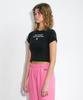 Leijiji Lettering Flower Crop T-Shirt (2Colors)