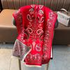 Winter Red Cashmere Scarf Women Luxury Cashew Print Female Shawl Wrap Scarves Lady Thick Warm Blanket Gift Echarpe Pashmina