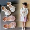 Kinder Süße Sandale 2024 Sommer Neue Mädchen Retro Vielseitige Prinzessin Schuhe Kinder Niedliche Bestickte Lederschuhe für Party Hochzeit