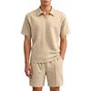 Men Short Sleeve Polo Shirt and Shorts Set Pattern Relaxed Fit Lightweight Two Piece Outfit