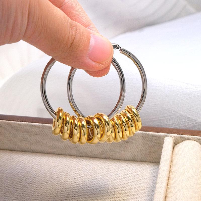 Neue Mode Übertriebene Zweifarbige Runde Creolen: Vielseitige, große Mehrfach-Trageclips für europäische und amerikanische Stile