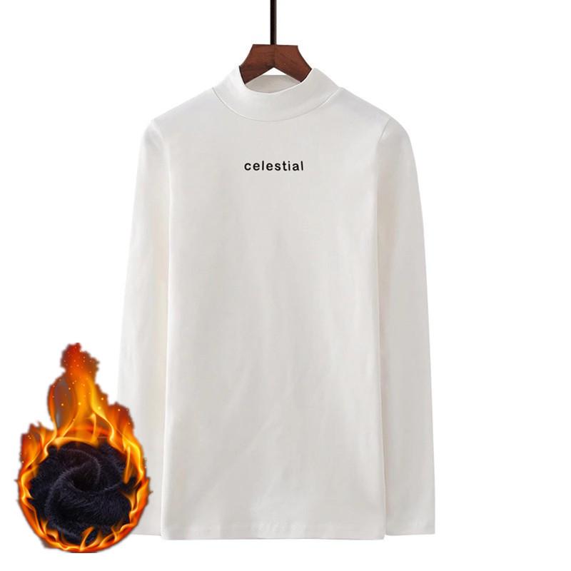 Women's Long-Sleeve Slim Fit Korean Style T-Shirts for Autumn/Winter with Half-High Collar