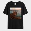 Leopard Printed Men's T-Shirt Street Loose Casual Short Sleeves Summer Breathable High Quality Cotton Streetwear  Women's Tops