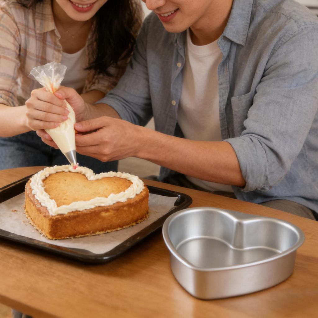 Heart Cake Pan 8 Inch Nonstick Heart Shaped Cake Pan Removable Bottom Deep Mold for Cheesecake Muffin Dessert Valentines