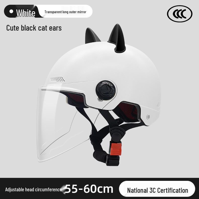 3C Certified Unisex Cat Ear Electric Bike Helmet, Sun Protection, All-Season Safety