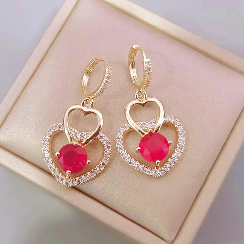 

Корейские модные серьги-капли в форме сердца с цирконием для женщин, модные серьги золотого цвета, ювелирные изделия, аксессуары для вечеринок золотой