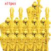 11Pcs Medieval Stormwind Soldiers Golden Knights Building Blocks Accessories Helmet Sword Weapons Action Figures Kids Toys Gifts