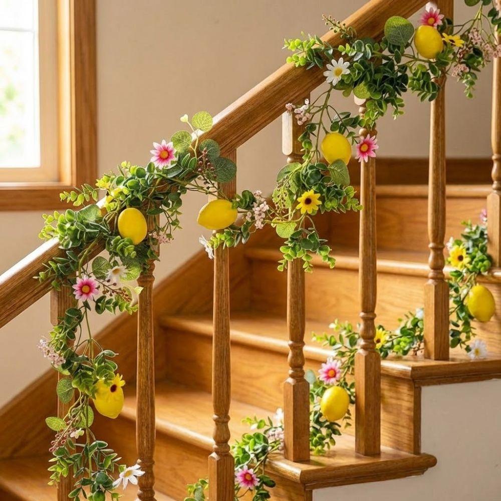 Silk Flowers Artificial Lemon Vine Green Leaves Faux Lemon Branch  Wedding Centerpiece