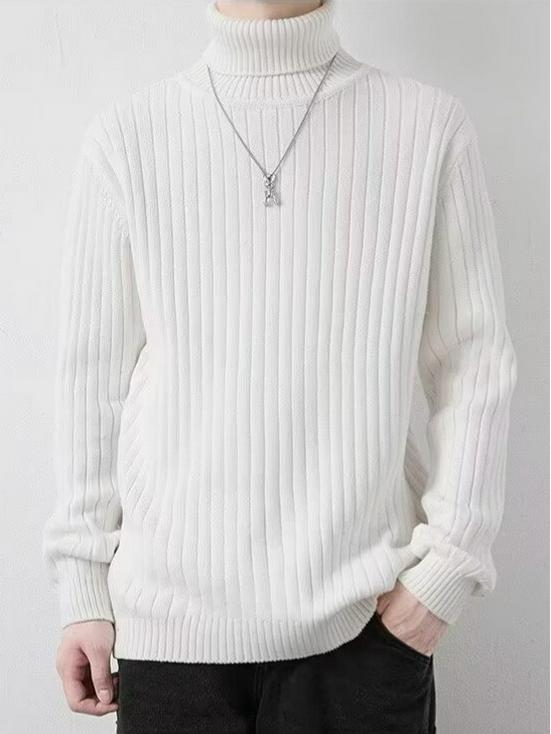 Men's Korean Style High Neck Sweater - Trendy Warm Autumn/Winter Knitwear for Casual Wear