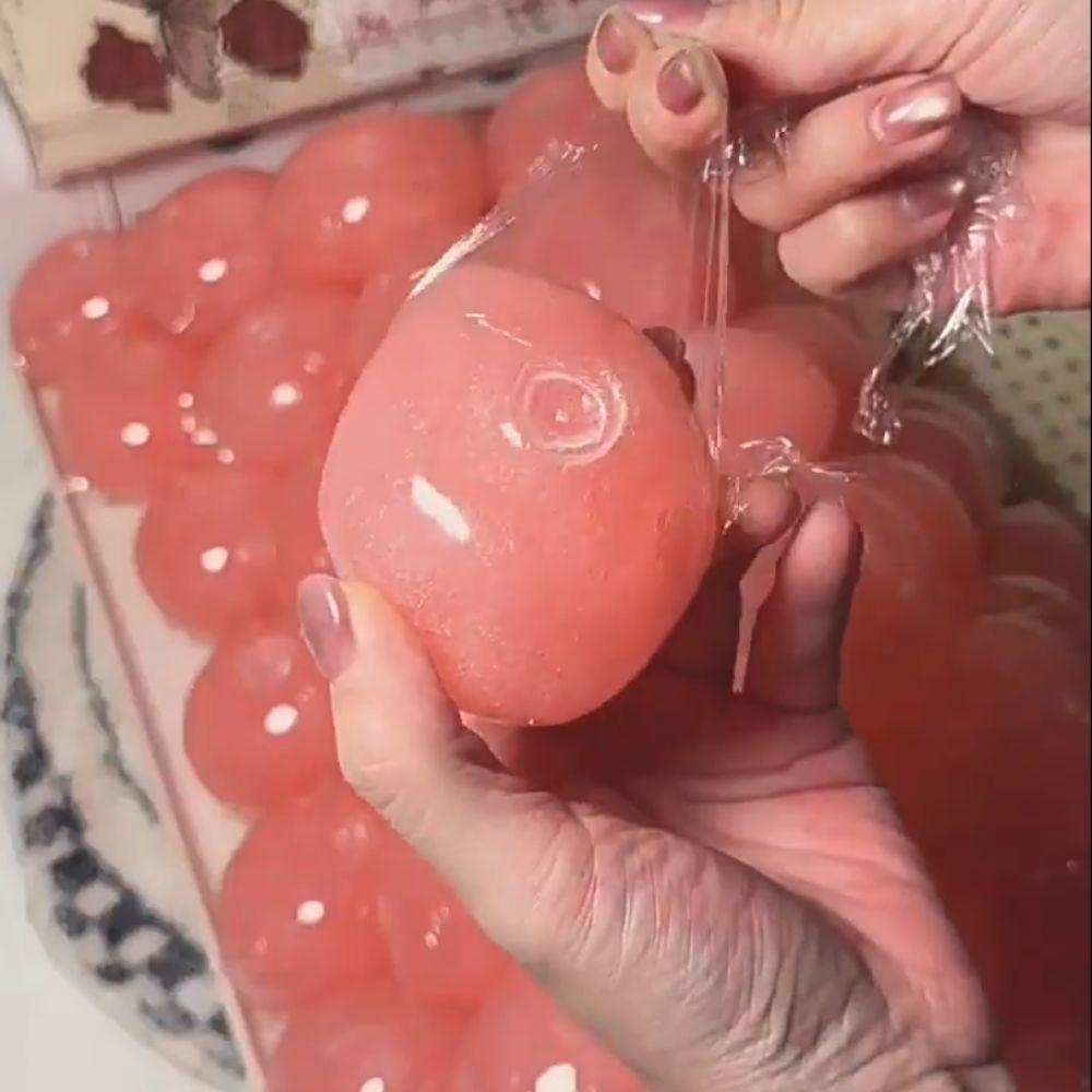 Shapeable Jelly Mochi Squeeze Translucent Pink Sensory Fidget Ball Peach Slushy Squishy  Studen
