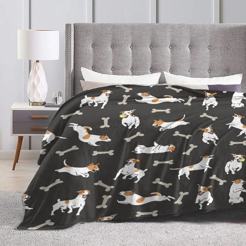 Couverture en flanelle pour chien Jack Russell Terrier, couverture douce et chaude avec Animal mignon pour canapé-lit, couvre-lit imprimé de voyage