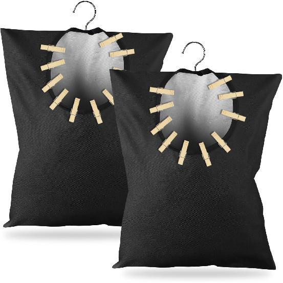 Bee Honeycomb Clothespin Holder - 2 Pcs Bee Clothes Pin Bags - 15 X 11 Inch - Clothes Hanging Bag for Laundry Room & Outdoor Use чёрный