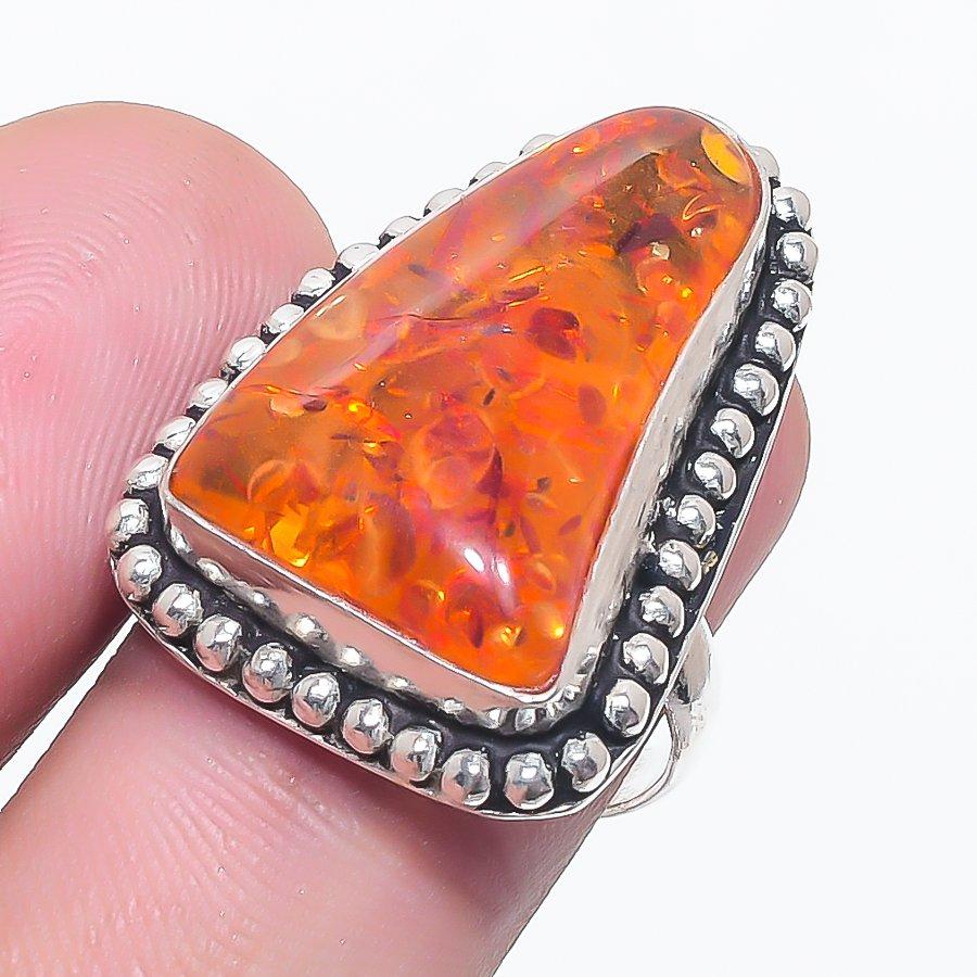 Baltic Amber Gemstone 925 Sterling Silver Jewelry Ring Size 7
