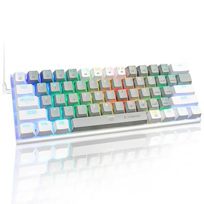Gaming Keyboard with White Tenkeyless US English Wired 61 Mechanical Key RGB LED Compact Compatible with Keyboard White e-Element Switches, Layout,