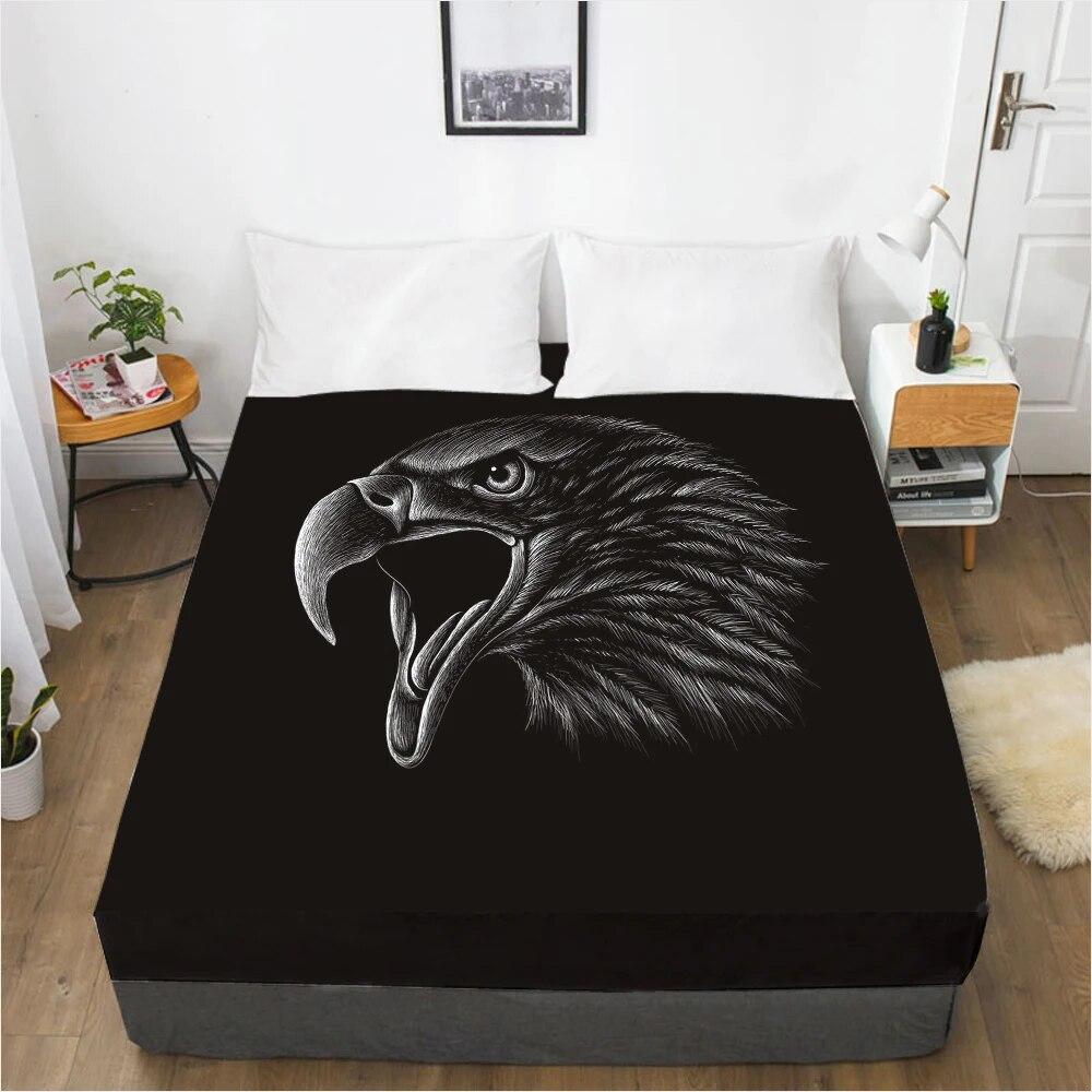 Mattress Cover Fitted Sheet With Elastic Band Bed Sheets Bedding Linens Queen King Size Bedsheet 90/150/160X200CM Black Horse