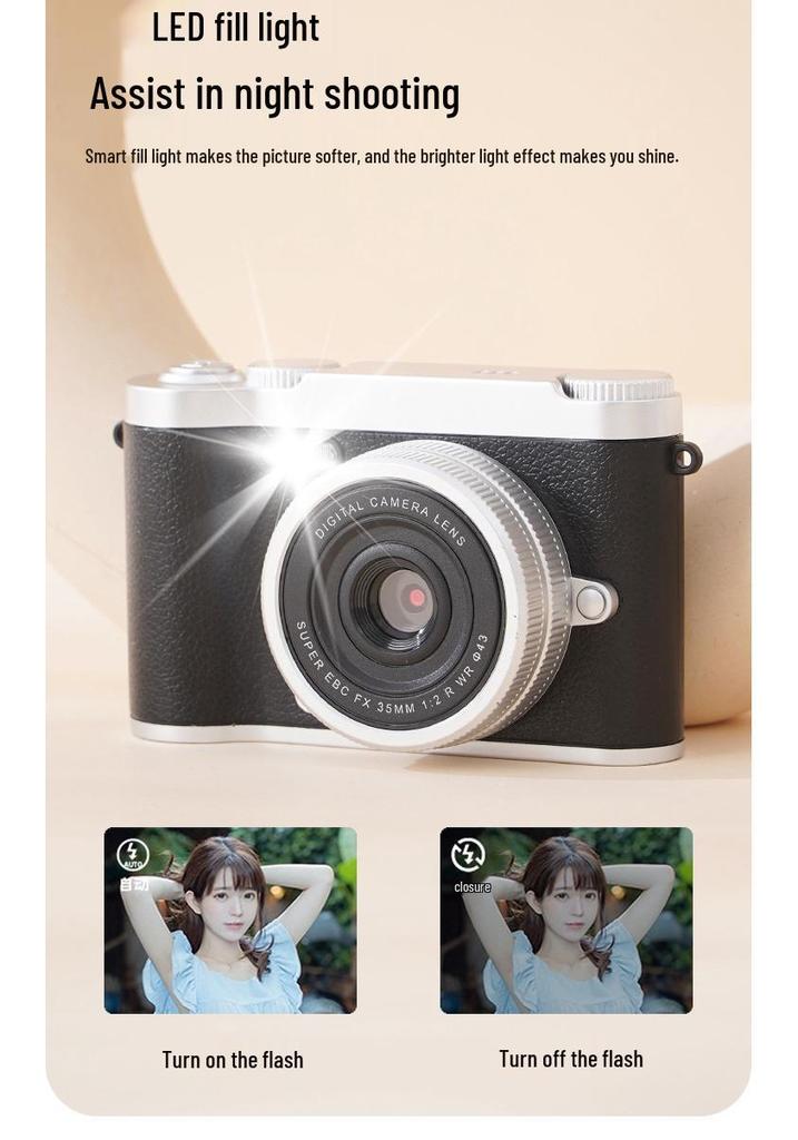 HD Dual Lens Retro Digital Camera with CCD Sensor for Travel, Campus, and Vlogging - Phone Upload Compatible