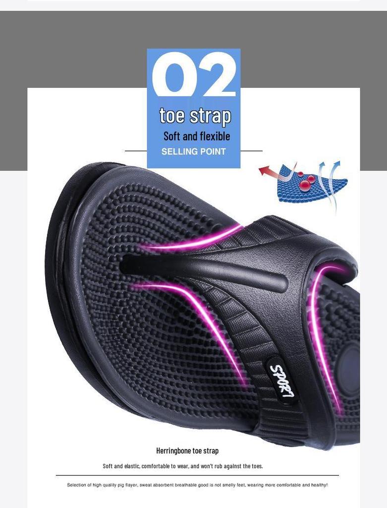 Men's Colorblock Massage Sole Flip Flops - Plus Size Lightweight Beach Toe Post Slippers for Outdoor Casual Wear