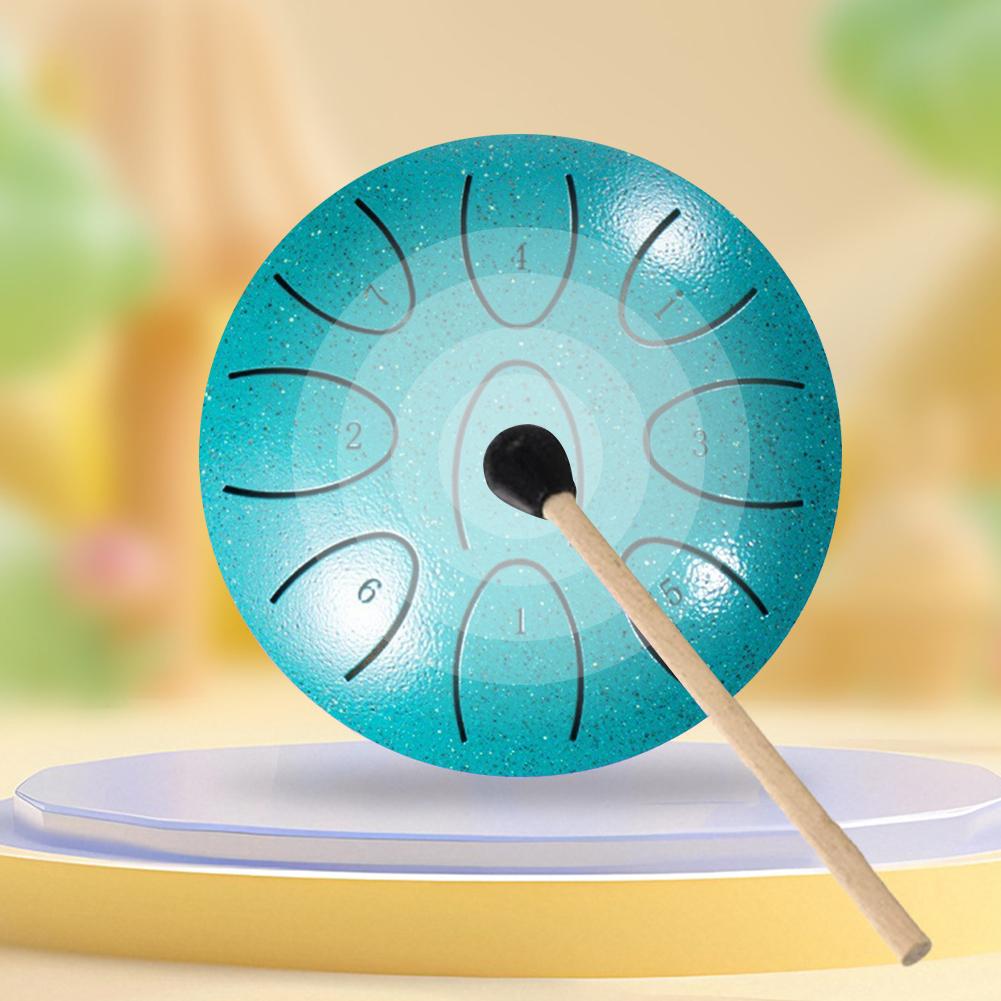 4 Inches Portable Rain Drum 9-Note Handpan Drum with Drum Mallet Outdoor Chakra Drum for Yoga Musical Meditation