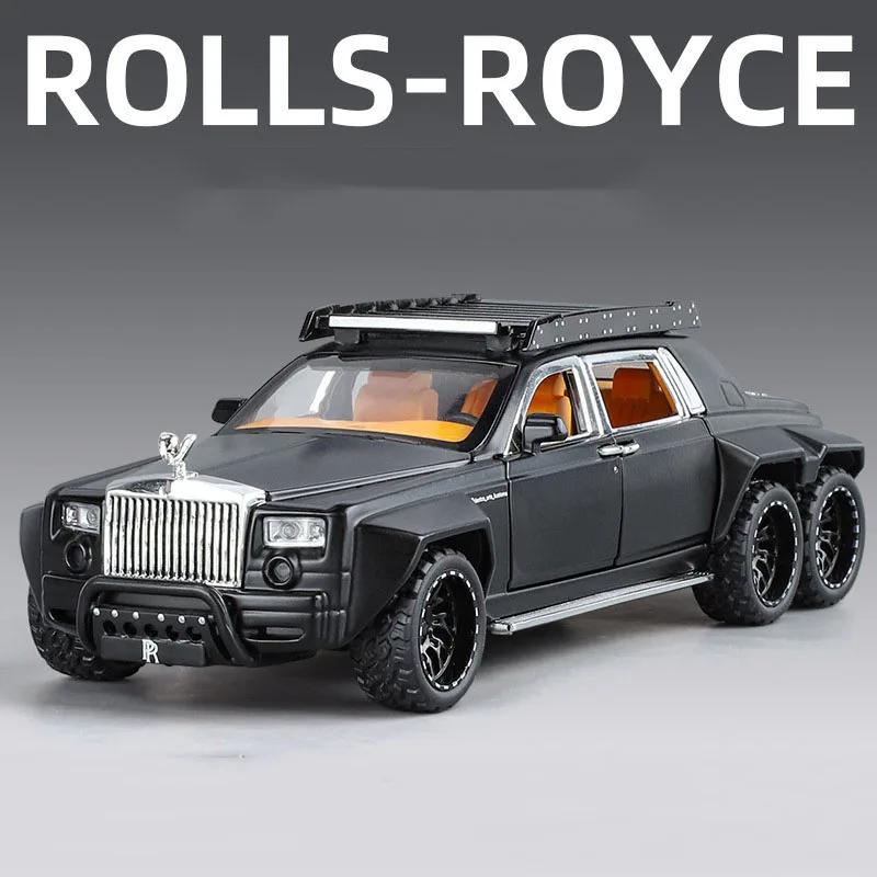 

1:32 Модельна Іграшка Rolls-Royce Phantom 6x6 Автомобілі Мініатюрний Позашляховик Сплав Литий Звук Світло 6 Дверей Відкриваються Машинка-інерційна Іграшки Подарунки чорний