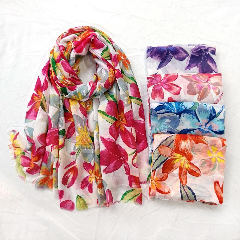 Colorful Floral Ethnic Silk Scarf: Large Sun Protection Shawl for Travel & Vacation