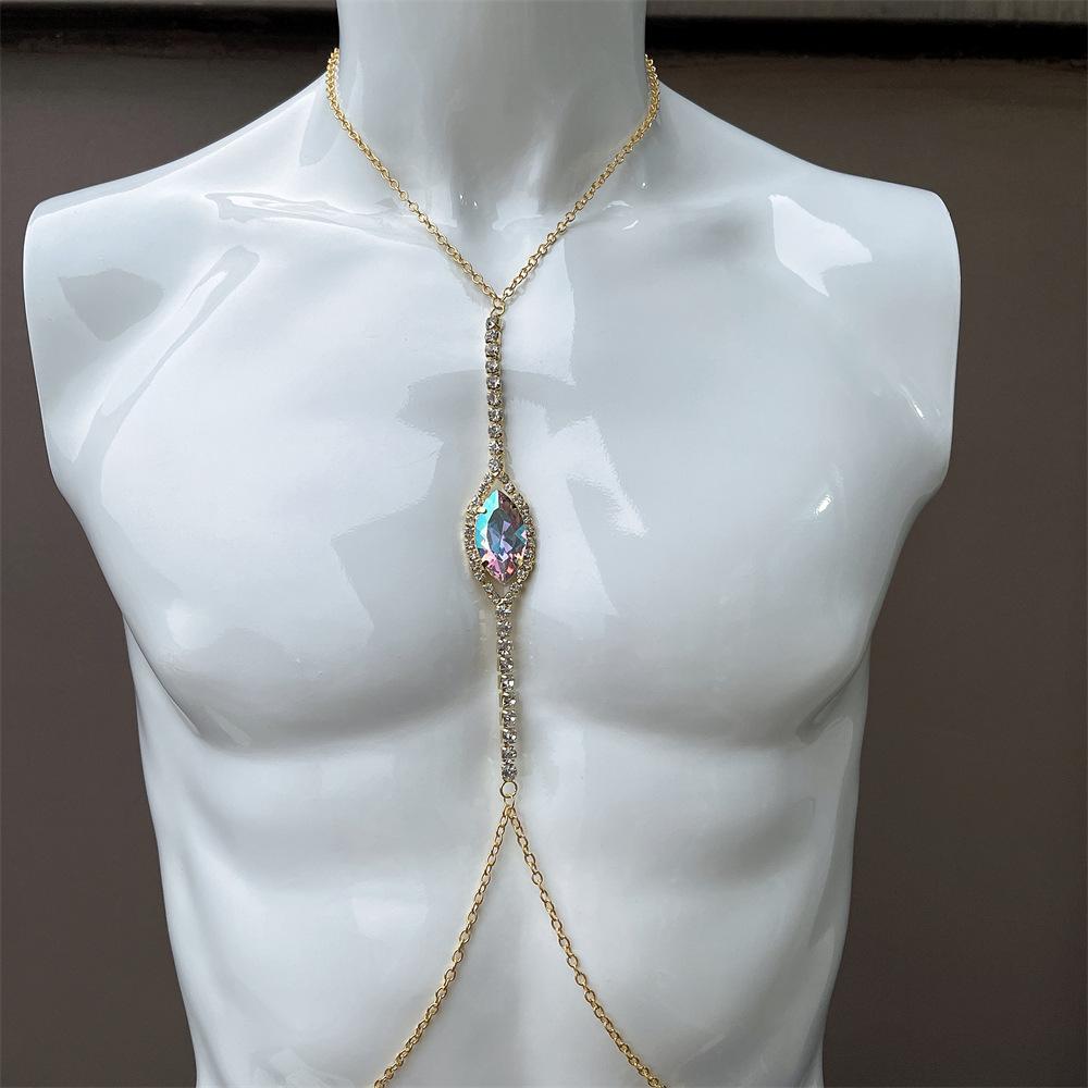New Water Drop Bra Chain Nightclub Jewelry Simple And Sexy Rhinestone Body Chain Chest Chain