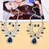 Fashion High-Grade Colourful Teardrop Female Bridal Crystal Full Diamond Necklace Earrings Two-Piece Set Exquisite