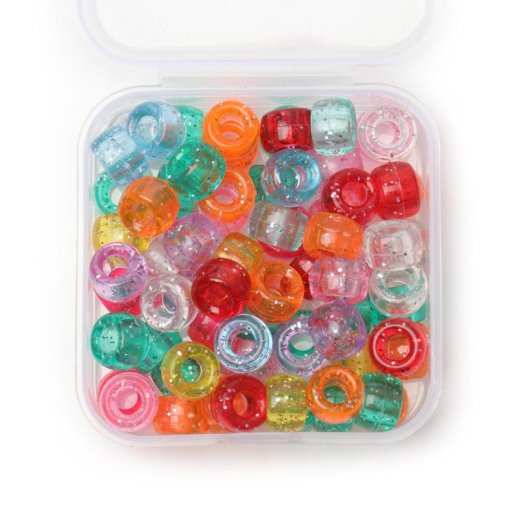 80 peças/caixa 6x9mm Contas de pônei coloridas a granel Contas espaçadoras soltas para fazer acessórios de joias Artesanato faça você mesmo