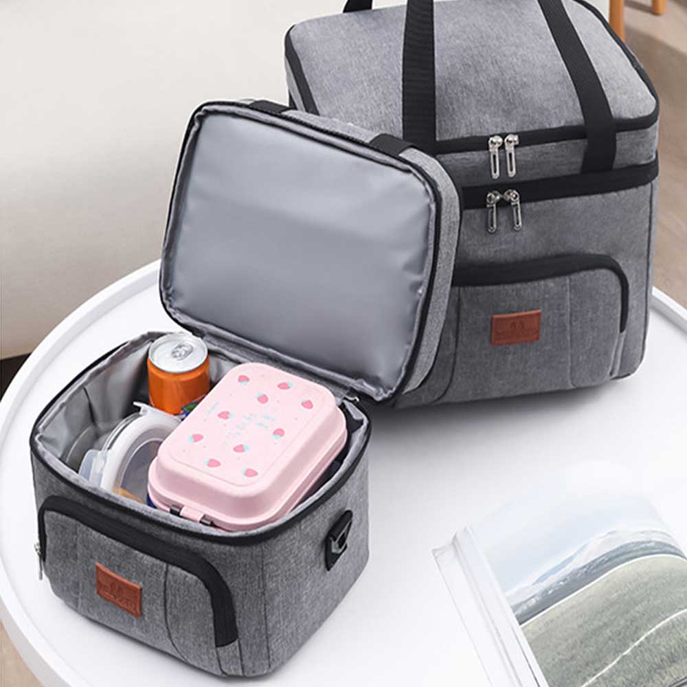 2PCS Picnic Bag Easy To Carry Portable Picnic Bag Navy Oxford Cloth Lunch Bag Storage Supplies Large Capacity Insulation Bag