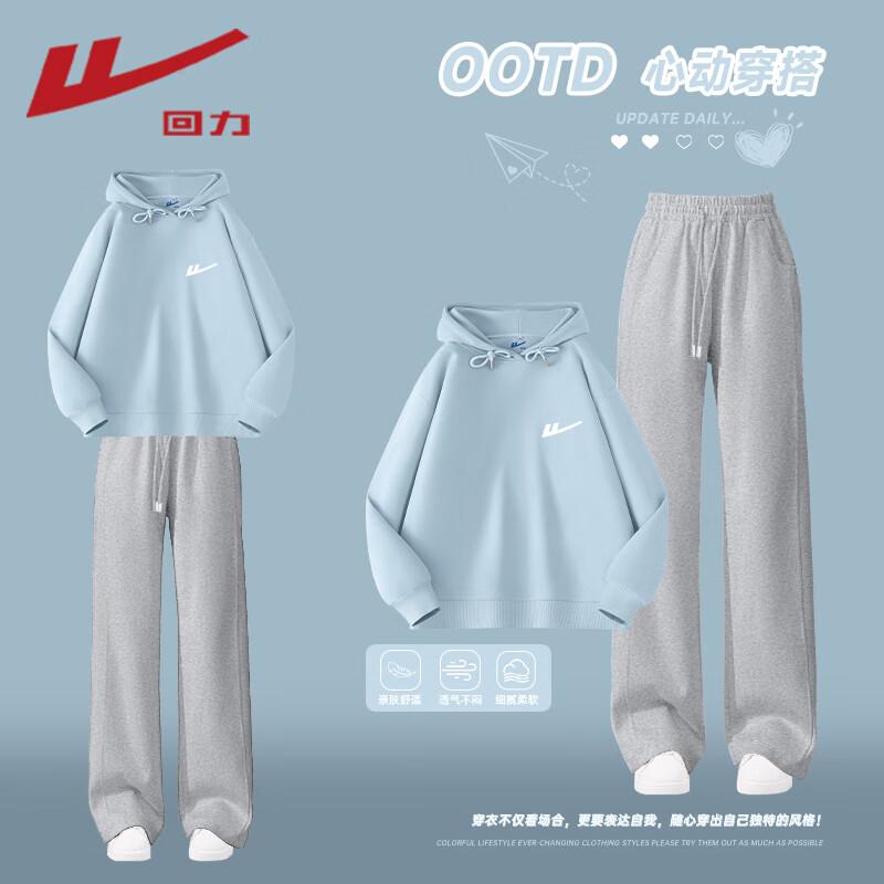 Warrior Women s Autumn Casual Hooded Sweatshirt & Wide-Leg Pants Set M