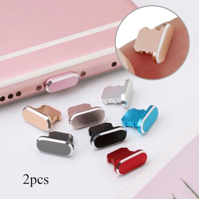 2pcs Durable Dustproof Cover Phone Accessories Port Cap Dock Metal Stopper Anti Dust Plug