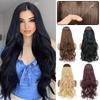 Long Wavy No Clip Hair Extensions Natural Black Brown Invisible Adjustable Synthetic Fiber Hairpiece for Women