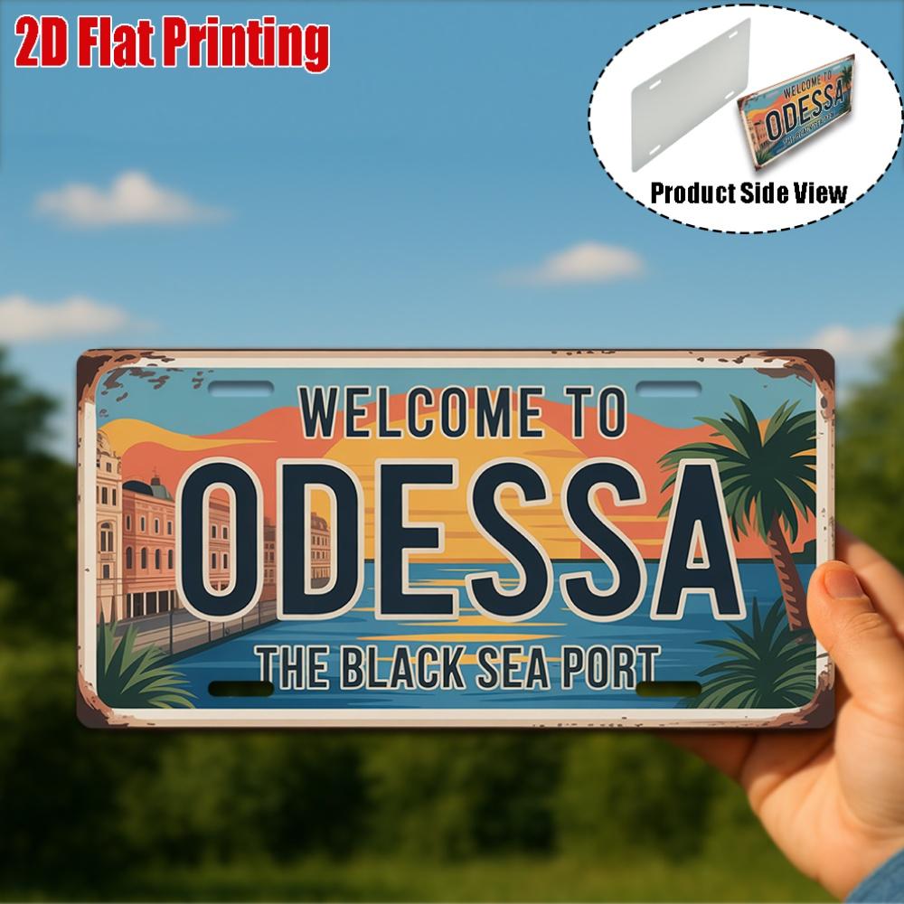 D Flat A Vintage Aluminum Sign for Decorative Purposes Only Suitable for Outdoor Plaques And Wall Decor Welcome To Odessa