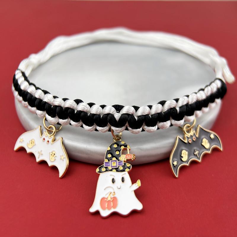 Pet Collar Breakaway Halloween Pet Collar Hand-woven Dog Cat Pendant Small Dog Collar Halloween Funny Pumpkin Decoration