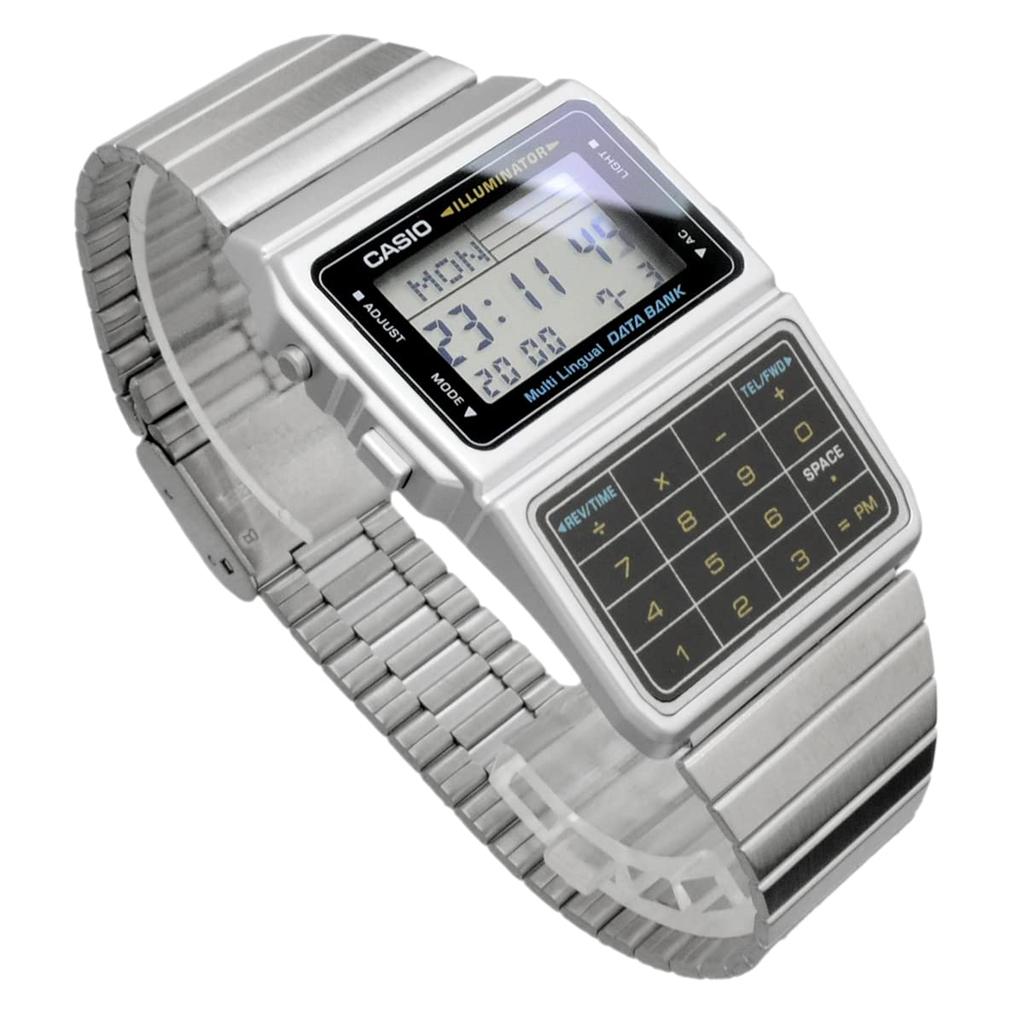 Casio DATA BANK Digital Watch DBC-611-1 Men's Silver and Black Overseas Model [Parallel Import]