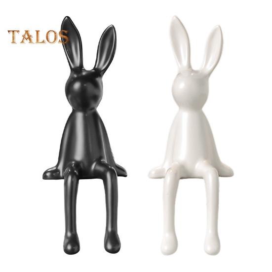 Ceramic Bunny Figurine Sitting Rabbit Sculpture Minimalist Bunny Statue for Counter Desk Bookshelf Home Bar Office Decoration