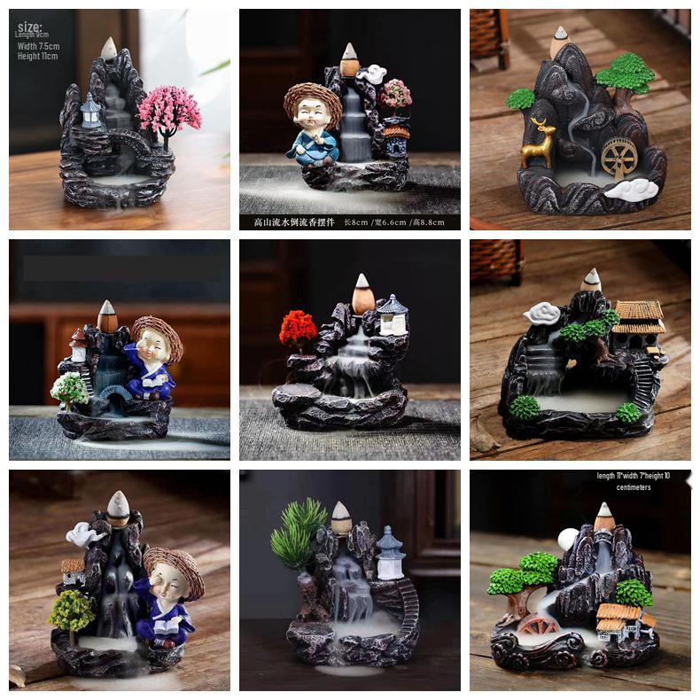 Retro Resin Backflow Incense Burner for Home and Tea Ceremony
