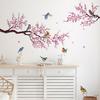 2 Sheets/Set Flower Tree Wall Sticker Pink Blossom Bird Waterproof PVC Removable Living Room Bedroom Modern Wall Art Decoration Decal