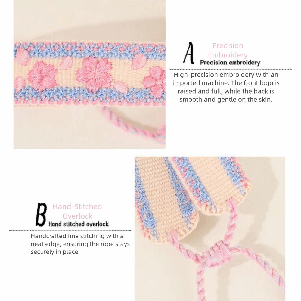Embroidered Colorful Flower Bracelets Adjustable Rope Boho Weave Bracelet  Women Girls