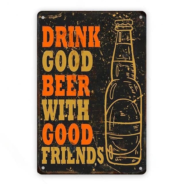 Cold Beer Posters Vintage Metal Tin Signs Drink Retro Bar Club Pub Restaurant Wall Art Decoration Plate