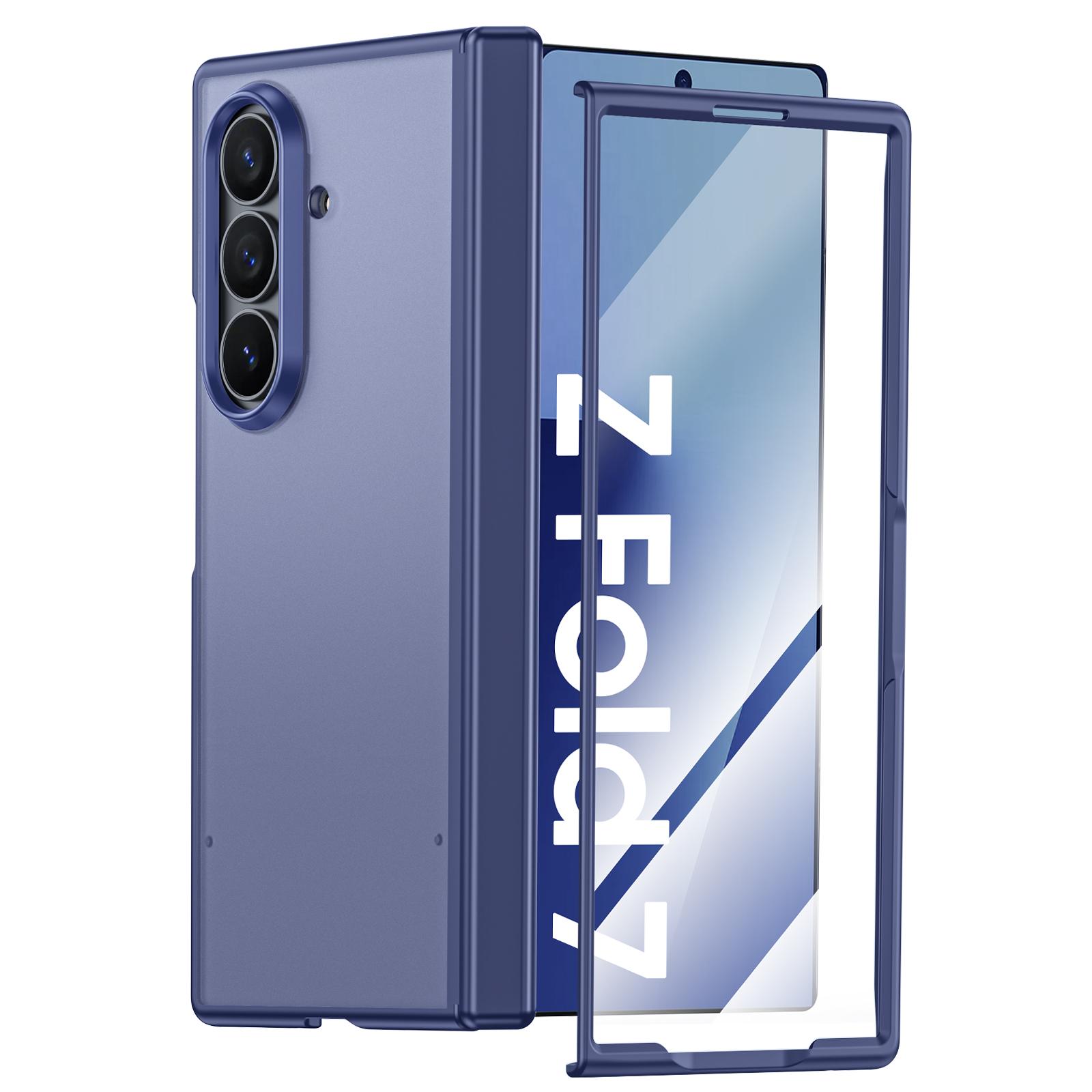 

For Samsung Galaxy Z Fold 7 Case,Hinge Protection,Built-in Screen Protector,Wireless Charging,Shockproof,Slim Rugged Protective Phone Case-Black синій